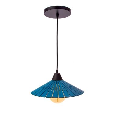 Imagem de Luminária Teto Lustre Pendente Balcão Cozinha Sala Mdf Cabo Cor:azul