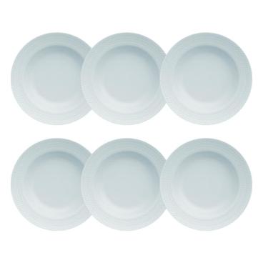 Imagem de Kit 06 Prato Fundo Chevron Azul Vintage Germer Porcelanas