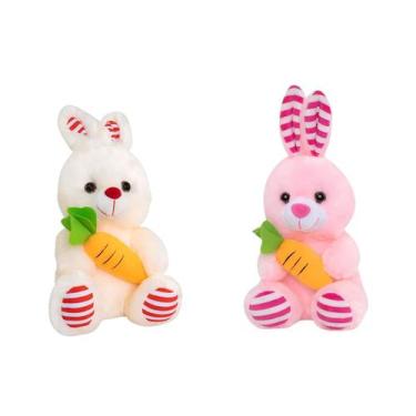 Imagem de Kit com 2 Coelhos de Pelúcia 30cm Macios e Atóxicos Coelhinho Especial