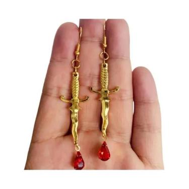 Imagem de Brincos De Adaga Vermelha Sangrenta, Joias De Horror Para Halloween, B