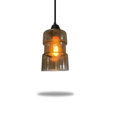Imagem de kit 3 Luminária Pendente Vidro Tubo - - Reduna, FUMÊ