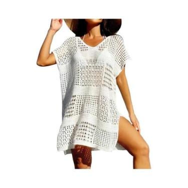 Imagem de Saída De Praia Feminina Com Decote Em V Vazado, Solta, Casual, Para Fé