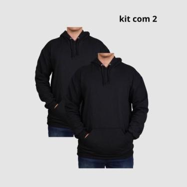 Imagem de Kit 2 Moletons Unisex Com Capuz Casual Reforçada - Lucam, Preto, P