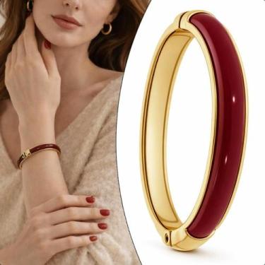 Imagem de Bracelete com Resina Marsala Banhado a Ouro - Granado Acessórios