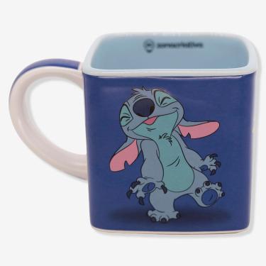 Imagem de Caneca Cubo Stitch e Angel Disney para Café em Cerâmica com Formato de Cubo 300ML Azul Zonacriativa