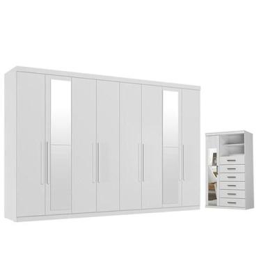 Imagem de Guarda Roupa Casal New Master 8 Portas 4 Gavetas com Espelho e Cômoda 