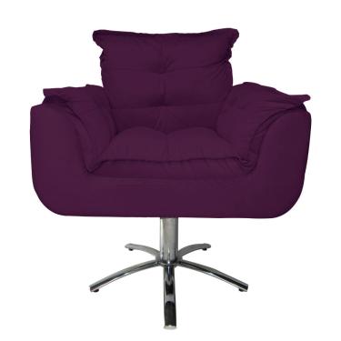 Imagem de Jogo 2 Poltronas Estofada Consultório Base Giratória de Metal Opala Suede Roxo - LM DECOR