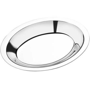 Imagem de 20 Travessas 20cm de Aço Inox Ovais para Servir Porções Saladas Massas
