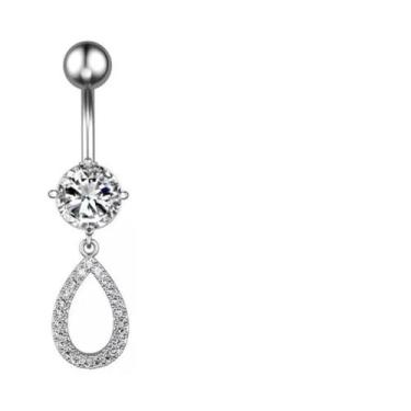 Imagem de Piercing umbigo aço cirurgico pingo cristal - Mais Bella, Prata