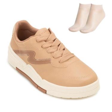Imagem de Tênis Casual Ramarim NB e Meia RM25-25892, 39, Nude, Bege