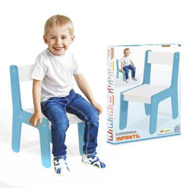 Imagem de Cadeirinha Infantil De Madeira Azul Menino Junges