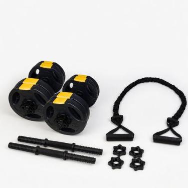 Imagem de Kit halteres ajustavel ate até 40kg + elastico expansor pesado - Ahead