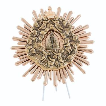 Imagem de Adorno Glória de Nossa Senhora de Nazaré em metal Mesa ou Parede 16 cm