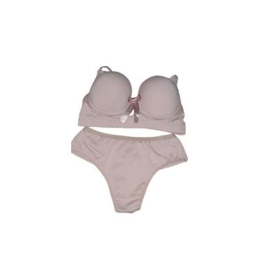 Imagem de Kit Calcinha E Sutiã Com Bojo Liso Luxo Conjunto Lindo - DY GIRL, Verm