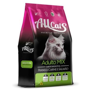 Imagem de Ração Allcats Mix Para Gatos Adultos Sabor Frango, Carne e Salmão 10,1