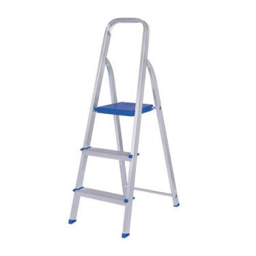 Imagem de Escada Doméstica Escada Alumínio 3 Degraus Doméstica 110CM em Alumínio Leveza e Durabilidade Fixa Capacidade 120KG