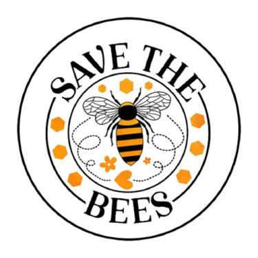 Imagem de 30 adesivos redondos Save The Bees 3,8 cm fosco - Marca Própria
