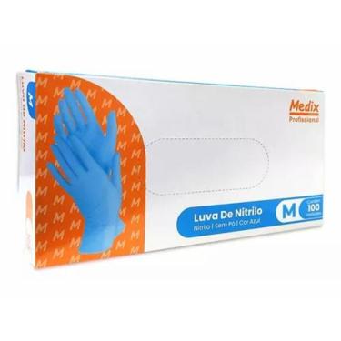 Imagem de Luva de Nitrilo  Azul  Uso Geral  100 Unidades  Medix Brasil, M, M
