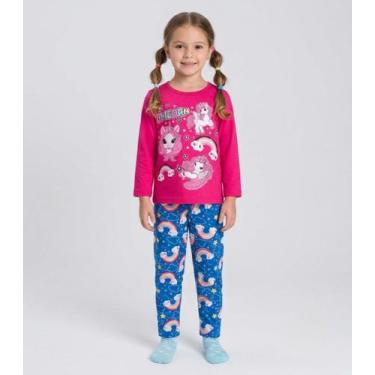 Imagem de Pijama Menina Manga Longa Meia Malha Kappes Rosa - Select, 8, Rosa