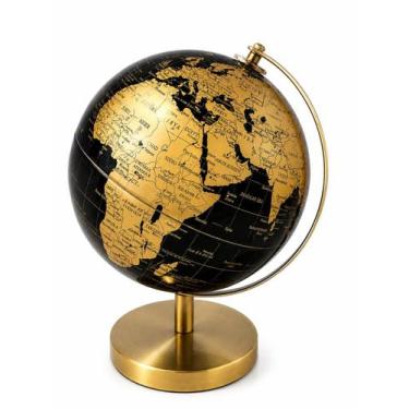 Imagem de Globo Terrestre Mapa Mundi Preto Com Dourado Mesa Giratorio - emp