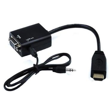Imagem de Cabo Adaptador Conversor HDMI para VGA Saída P2 de Áudio - Preto