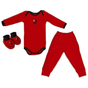 Imagem de Kit Bebê Flamengo 3 Peças Longo Vermelho - Torcida Baby