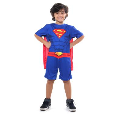 Imagem de Fantasia Super Homem Curto Infantil - Liga da Justiça - Original  M