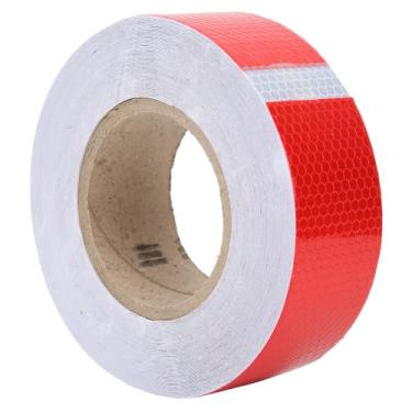 Imagem de Fita adesiva de segurança, faixa de segurança Aviso de adesão vermelho branco para carro para caminhão para bicicleta