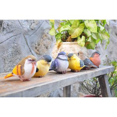 Imagem de Estátua de jardim da VILIGHT - Presentes de decoração de pássaros para a mamãe tia e irmã - Decoração para ambientes externos em gramado e quintal - Conjunto de 6 tamanhos de pássaros reais