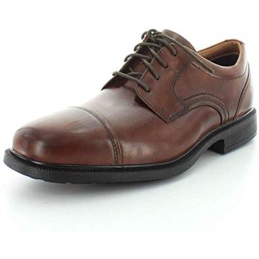 Imagem de Rockport Sapato Oxford masculino Dpluxe bico liso, Couro marrom novo, 39