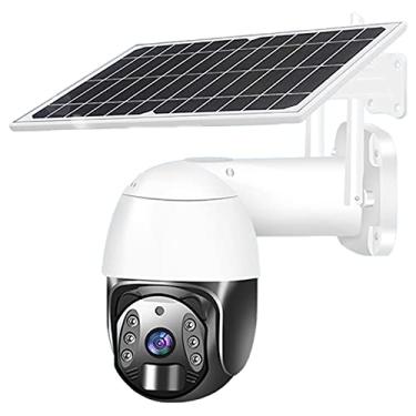 Imagem de Câmera de segurança solar 4G externa sem fio PTZ sistema de câmera de destaque doméstico, bateria recarregável HD colorida de visão noturna com áudio bidirecional, detecção de movimento (A)