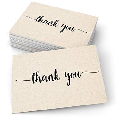 Imagem de Cartão grosso 321Done Thank You Flat Note 10 x 15 cm (conjunto de 50) Feito nos EUA, Cartão fofo moderno Kraft Bronze grosso, No Envelopes - Blank on Back, Standard (4 x 6 inches)