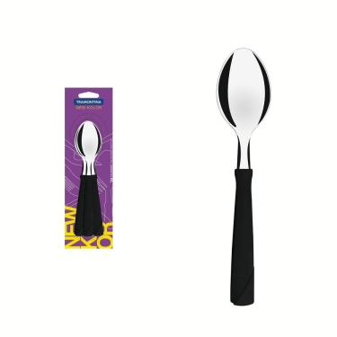 Imagem de Conjunto de Colheres de Mesa Tramontina New Kolor com Lâminas em Aço Inox e Cabos de Polipropileno Preto 3 Peças Tramontina