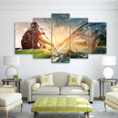 Imagem de Quadro Decorativo Caiaque 5 partes 130x65 em tecido
