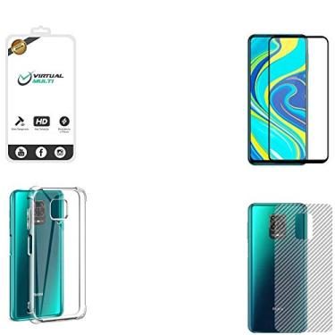 Imagem de Kit Completo Para Xiaomi Redmi Note 9s e 9 Pro Película de Vidro 3D Capa Antishock Película Lente Câmera Película Traseira Fibra de Carbono