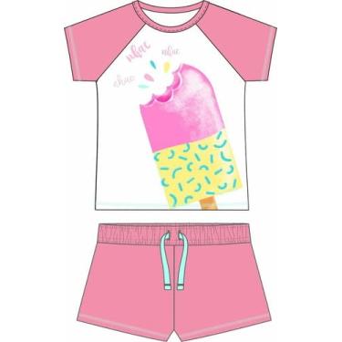 Imagem de Pijama Curto Infantil Bebê Menina 1T ao 3T Algodão Tip Top