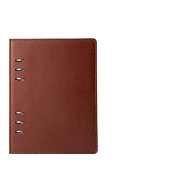 Imagem de Caderno de folhas soltas planejador de negócios, A5 A6 PU couro capa dura Caderno diário, A5 marrom, 2 peças