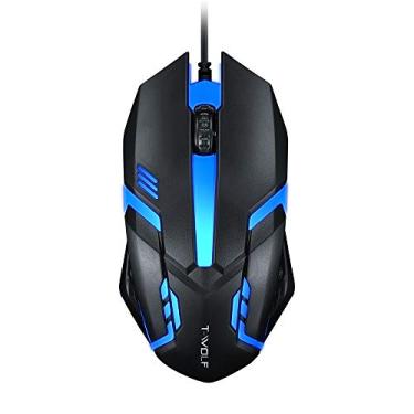 Imagem de V1 Mouse para jogos com fio 3 botões 7 luz de fundo colorida Rato de escritório de 1200 DPI Pesos integrados para laptop/PC