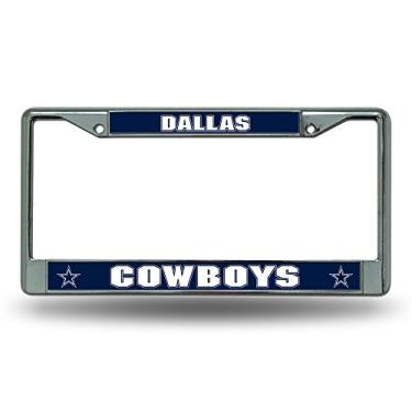 Imagem de Moldura para placa de licença cromada padrão NFL Dallas Cowboys