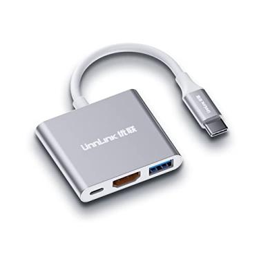Imagem de Adaptador USB C para HDMI, adaptador USB tipo C conversor multiporta AV com saída HDMI 4K, porta USB 3.0 e porta de carregamento USB-C compatível com Chromebook/MacBook/iMac/Samsung/projetor/monitor
