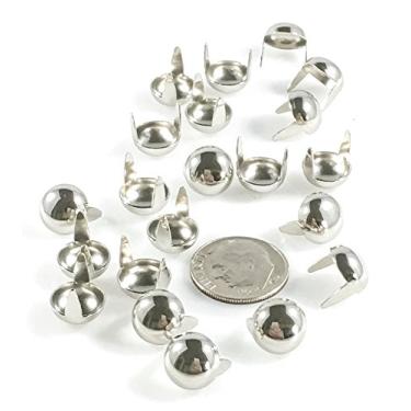 Imagem de Brincos de pontos de prego com 2 pinos redondos cúpula baixa 8 mm; acabamento em níquel brilhante 100 peças, Liga de aço
