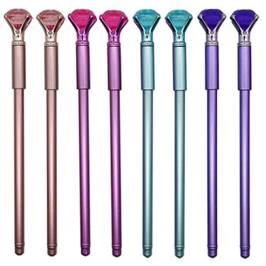 Imagem de Maydahui 12 canetas de gel de diamante grande, canetas brilhantes de cristal, tinta preta para meninas, material de escritório escolar