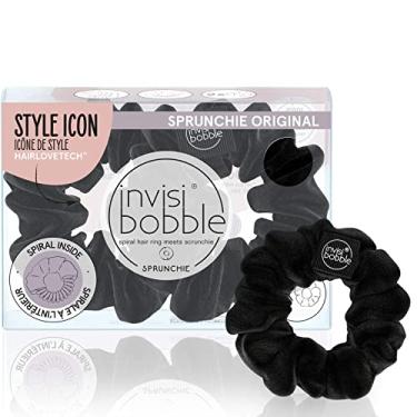 Imagem de invisibobble Sprunchie – Anel de cabelo espiral – Preto Verdadeiro – Pacote com 2 – Pulseira elegante com elástico forte para mulheres – Suave para meninas e adolescentes e cabelos grossos