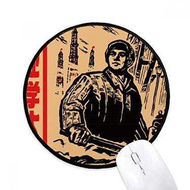Imagem de Lâmpada de torre de martelo China Worker Mouse Pad desktop escritório tapete redondo para computador