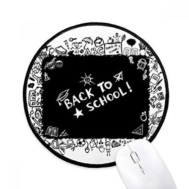 Imagem de DIYthinker Tapete de mouse com contorno de estilo escolar de grafite para mesa de escritório tapete redondo para computador