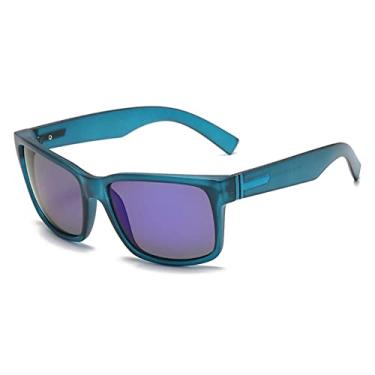 Imagem de Óculos de sol espelhados polarizados moda moldura grande vintage quadrado esporte ao ar livre ciclismo condução óculos de sol para homens, azul c7 roxo, polarizado