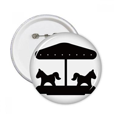 Imagem de Broche redondo de parques de diversões Carrossel preto com emblema de botão para decoração 5 peças