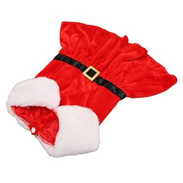 Imagem de Vestido de Natal Papai Noel Roupas de Inverno para Animais de Estimação para Lulu Lulu Elástico Quente (M)