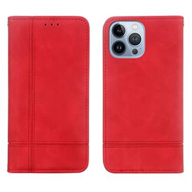 Imagem de YINGDAFENG Capa carteira para iPhone 14 Pro, capa protetora magnética de couro PU com slot para cartão, função de suporte, proteção para câmera, à prova de choque, capa interna de TPU (poliuretano termoplástico) à prova de choque,