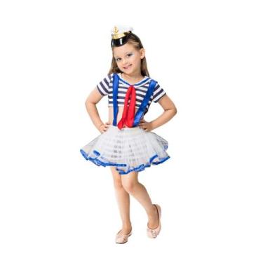 Imagem de Fantasia Marinheira Infantil Menina Roupa Carnaval + Chapéu - Fantasia